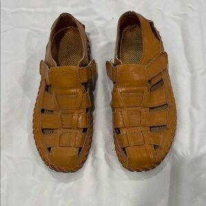 Men's Brown Leather Simulated Sandals
